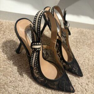Steve Madden Bri Black Lace Slingback Heels: